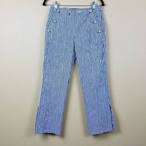 NWT Trina Turk Pants Striped White Blue Size S